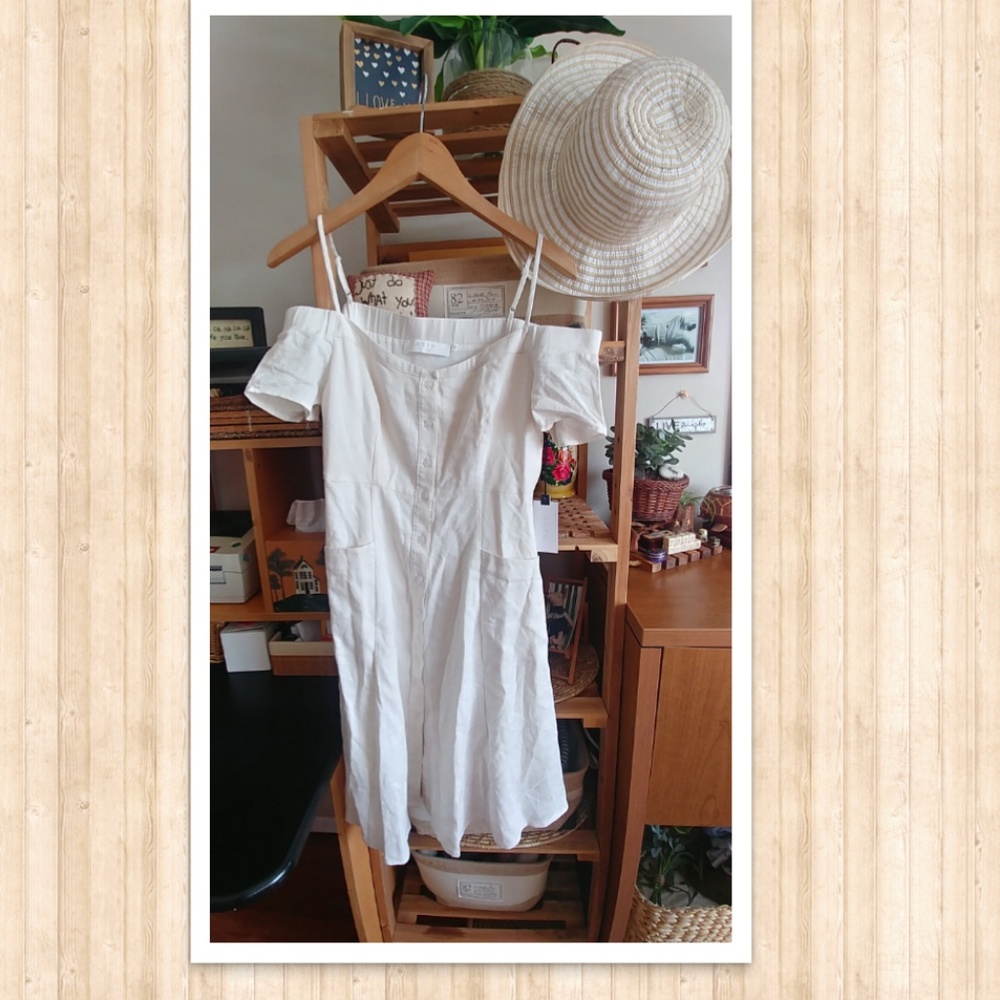ASTR (s) linen blend off shoukder dress new